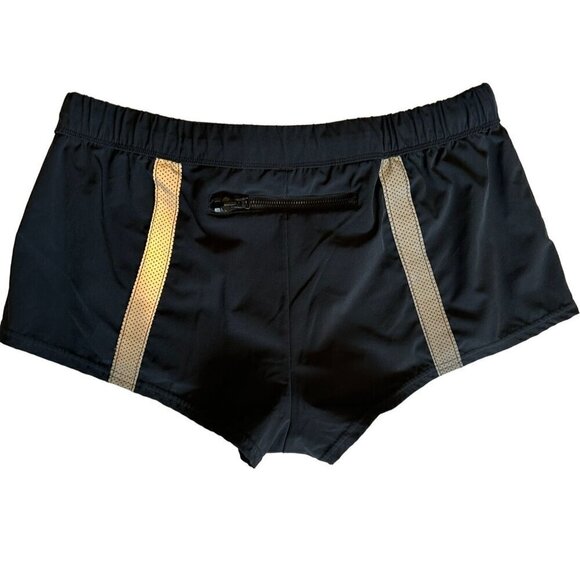 Free People Movement Women's Shorts Sz M Black Athletic Gray Reflective Stripes - Picture 4 of 10